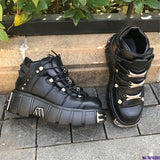 Joskaa Punk Style Women Sneakers Lace-Up 6CM Platform Shoes Woman Creepers Female Casual Flats Metal Decor Tenis Feminino0314