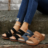 JOSKAA Summer Women Wedge Sandals Premium Orthopedic Open Toe Sandals Vintage Anti-Slip Leather Casual Female Platform Retro Shoes New