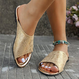 JOSKAA Women's Sandals Metal Printed Decoration Women's Slippers Summer Flat Bottom Beach Flip Flops Casual Shoes