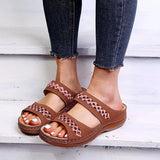 JOSKAA 2024 Summer Women Wedge Sandals Premium Orthopedic Open Toe Sandals Vintage Anti-slip Leather Casual Female Platform Retro Shoes