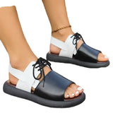 JOSKAA Women Peep Toe Sandals Platform Flats Shoes Designer 2024 Summer Beach Outdoor Slippers Walking Flip Flops Lace Up Slides Mujer