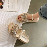 JOSKAA Women's Fats Fashion Sandals Sweet Women Beach 2024 New Platform Two-Way Wear Roman Slippers Sandal for Girls Casual Shoes