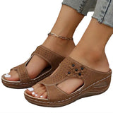 JOSKAA Sandals Women Retro Heels Sandals For Summer Shoes Women Slip On Wedge Sandalias Mujer Soft Heeled Slippers Indoor Outdoor
