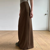 Joskka Elegant Brown Maxi Skirt Wome Fashion Vintage High Waist Slim Split Hem Hip Wrap Long Skirt Streetwear Fall Outfits 2023