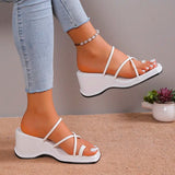 JOSKAA Women's Slippers 2024 Summer Wedges Comfortable Platform Shoes Fashion White Slides Casual Flip Flops Punk Large Size 42 Mujer