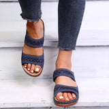 JOSKAA 2024 Summer Women Wedge Sandals Premium Orthopedic Open Toe Sandals Vintage Anti-slip Leather Casual Female Platform Retro Shoes