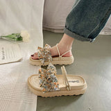 JOSKAA Women's Fats Fashion Sandals Sweet Women Beach 2024 New Platform Two-Way Wear Roman Slippers Sandal for Girls Casual Shoes