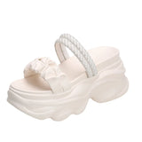 JOSKAA  Wedge High Heels Platform Summer Sandals 9CM White New 2024 Women Thick Bottom Casual Sandal Breathable Heel Shoes Woman