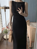 Joskaa-New Women Summer Fashion Spaghetti Strap Sleeveless Sexy Dress Female Elegant Evening Midi Dress