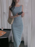 Joskaa-New Women Spaghetti Strap Sexy Bodycon Midi Dress Summer Backless Elegant Sleeveless Party Dress