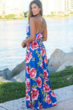 Joskaa Cross Back Boho Printed Maxi Beach Dress