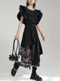 JOSKAA 2024 New Skirt Fashion Irregular-Paneled Gauze High-Waisted Skirt