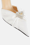 JOSKAA 2024 Fashion Woman shoes girls shoesRhinestone Heart Shaped Bow High Heels