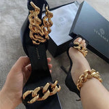 Joskaa New Fashion Chain High Heel Sandals Women Square Open Toe Rome Sandlas Sexy Party Shoes Plus Size Woman  Zip Peep Toe