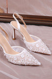 JOSKAA 2024 Fashion Woman shoes girls shoesMesh Floral High Heels