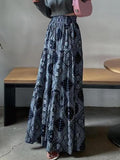 JOSKAA 2024 New Skirt Fashion Vintage High Waist Floral Print Skirt