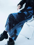 JOSKAA 2024 New Skirt Fashion Black and Blue Butterfly Print Mesh Skirt