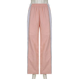 Black Friday Sales Pink Sweatpant Sport Wear Jogger Long Waist Pant Elastic Contrast Color Fashion Streetwear Y2k Korean Style