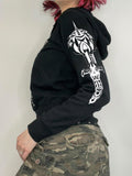 Joskaa Heyoungirl Gothic Women Hooded Zip Up Jackets Harajuku Punk Style Pockets With Rivet Sweatshirts Grunge Fashion Winter Clothes