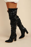 JOSKAA Woman Elegant high heel Black Chunky High-Heeled High Boots