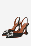 JOSKAA Woman Elegant high heel Rhinestone Pointed Toe Stiletto Sandals