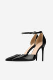 JOSKAA Woman Elegant high heel Black Pointed Toe Stiletto Sandals