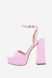 JOSKAA Woman Elegant high heel Chunky Pink One Strap High Heel Sandals