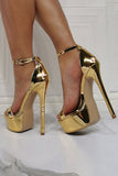 JOSKAA Woman Elegant high heel Gold Stiletto Sandals High Heels