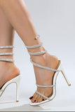 JOSKAA Woman Elegant high heel Rhinestone Toe Stiletto White High Heels