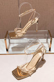 JOSKAA Woman Elegant high heel Rhinestone Open Toe Pump Heel Sandal