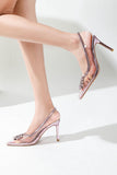 JOSKAA 2024 Fashion Woman shoes girls shoesClear Rhinestone Hollow Pointed Toe High Heels