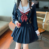 Christmas Gift JMPRS Cosplay Girls 2 Piece Set Autumn JK Student Uniform Sailor Suit Sexy Bow Party Women Japan Anime Costume Pleated Skirts