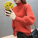 Christmas Gift JMPRS Thick Women Pullover Sweater Winter Lantern Long Sleeve Turtleneck Knitted Jumper Autumn Casual Loose Female Top 2021
