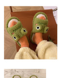 2022 Winter Women Slipper Indoor Home Antiskid Cotton Slippers Frog Cartoon Cute Soft Bottom Warm Open Toe Plush Slippers Man