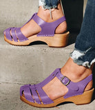 Joskaa New Summer Women T Strap Sandals Mid Heels Platform Gladiator Ladies Shoes Black Closed Toe Beach Sandals Sandalias Mujer220901