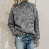 Thanksgiving Gift Autumn And Winter New Knitting Turtleneck Women's Sweaters Fashion Casual All-Match Solid Twist Loose Keep Warm Ladies Sweaters