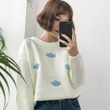 Christmas Gift Kawaii Ulzzang Vintage College Loose Clouds Sweater Women Female Korean Punk Thick Cute Loose Harajuku Clothing For Women 10897