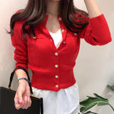 Christmas Gift JMPRS Fashion Women Cardigan Sweater Spring Knitted Long Sleeve Short Coat Casual Single Breasted Korean Slim Chic Ladies Top