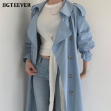 Christmas Gift BGTEEVER Stylish Oversized Women Long Trench Coats 2021 Autumn Winter Double Breasted Belted Loose Casual Female Long Overcoat