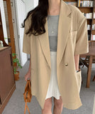 New Summer Women's Blazers Pockets Formal Jackets Vintage Fashionable Korean Oversize Office Lady Elegant Wild Tops JK3339