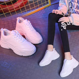 Joskaa Spring Fashion Women Casual Shoes Leather Platform Sport Shoes Woman Sneakers Ladies White Trainers Chaussure Femme Sneaker