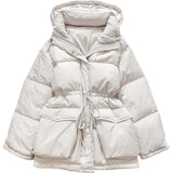 Christmas Gift Kuzuwata 2021 Autumn Winter Down Coats Warmth Thick Parkas Drawstring Waist Hooded White Duck Down Mid length Cotton Jacket