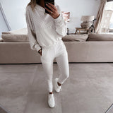 Christmas Gift Women Sports Hooded Sweatshirt Suits Autumn Long Sleeve Tops + Pocket Sweatpants Outfits Casual Loose Lady 2 Piece Set Tracksuit