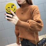 Christmas Gift JMPRS Thick Women Pullover Sweater Winter Lantern Long Sleeve Turtleneck Knitted Jumper Autumn Casual Loose Female Top 2021