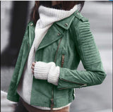 Joskaa Zipper Cardigan Solid Slim Spring Female New Fashion Vintage Long Sleeve Pu Leather Jacket Womens Autumn Biker Jacket