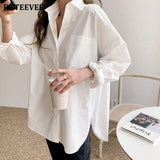 Christmas Gift BGTEEVER Casual Oversized Women White Shirts Tops 2021 Spring Summer Long Sleeve Loose Single-breasted Female Blouses