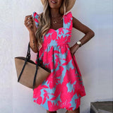 Joskaa Summer Polka Dot Women Dress Casual Short Butterfly Sleeve A-Line Sundress Sexy V-Neck Ruffle Beach Party Dresses Vestidos