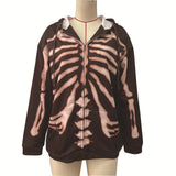 Christmas Gift Y2K Skull Bones Gothic Hoodies E-girl Autumn Winter Coat Jacket Women Zip Up Skeleton Sweatshirt Vintage Harajuku Streetwear