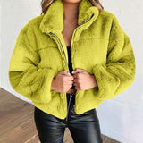 Christmas Gift Elegant Solid Chic Zipper Office Tops Coats New Winter Women Fur Faux Fur Coat Warm Soft Jackets Ladies Fashion Casual Outwears