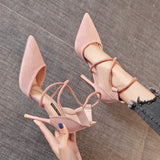 Joskaa Four Seasons Women's Suede High Heels 9Cm2022 New Pointed Stiletto Fashion Sexy Black Wedding Shoes Nude Bridal Shoes